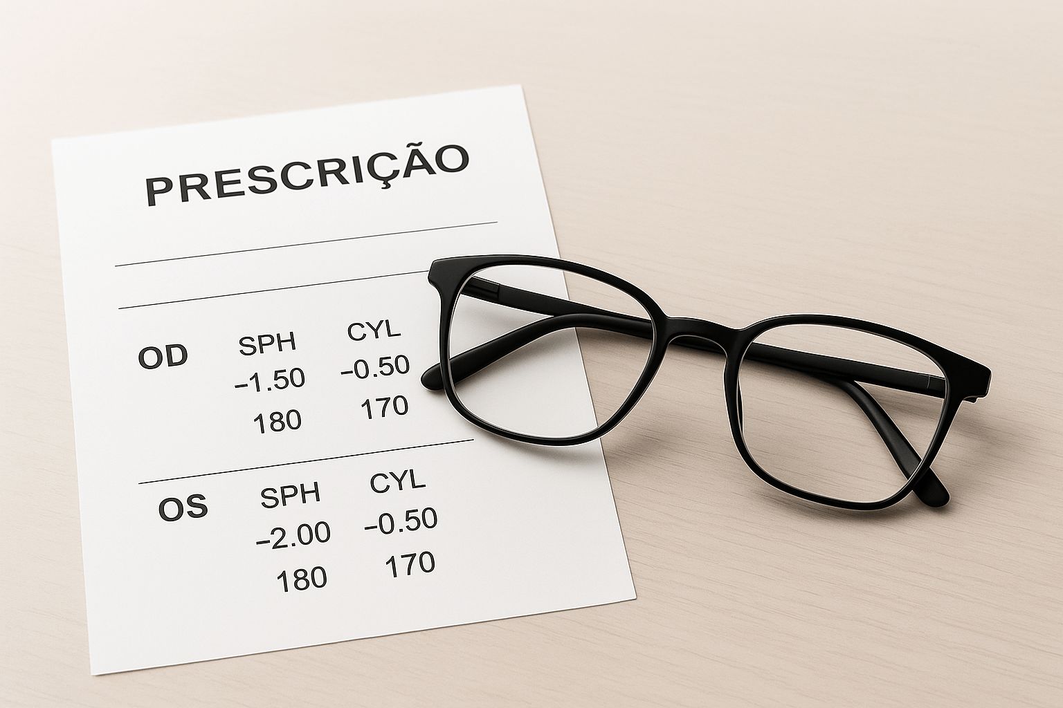 Pessoa segurando uma receita de óculos